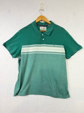 Original Penguin Mens Polo Shirt XL Green Tipped Munsingwear Short Sleeve Golf